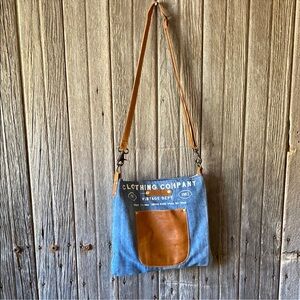 Blue and Tan Crossbody Bag clothing company